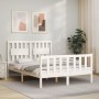 Estructura de cama con cabecero madera maciza blanco 140x190 cm de vidaXL, Camas y somieres - Ref: Foro24-3192407, Precio: 15...