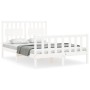 Estructura de cama con cabecero madera maciza blanco 140x190 cm de vidaXL, Camas y somieres - Ref: Foro24-3192407, Precio: 15...
