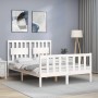 Estructura de cama con cabecero madera maciza blanco 140x190 cm de vidaXL, Camas y somieres - Ref: Foro24-3192407, Precio: 15...
