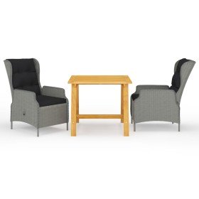 Juego de comedor para jardín 3 piezas gris claro en Conjuntos de jardín | Comprar online en Foru.es