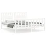 Double bed frame with white solid wood headboard by vidaXL, Beds and slatted bases - Ref: Foro24-3192442, Price: 186,21 €, Di...