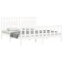 Double bed frame with white solid wood headboard by vidaXL, Beds and slatted bases - Ref: Foro24-3192442, Price: 186,21 €, Di...
