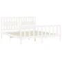 Double bed frame with white solid wood headboard by vidaXL, Beds and slatted bases - Ref: Foro24-3192442, Price: 186,21 €, Di...