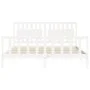 Double bed frame with white solid wood headboard by vidaXL, Beds and slatted bases - Ref: Foro24-3192442, Price: 186,21 €, Di...