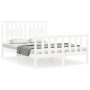 Estructura de cama con cabecero madera maciza blanco 140x200 cm de vidaXL, Camas y somieres - Ref: Foro24-3192427, Precio: 14...