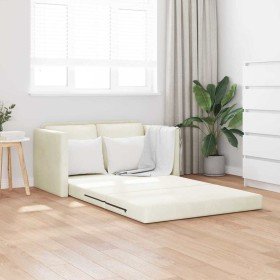 Sofá cama Crema 204 x 122 x 60 cm Terciopelo en Sofás | Comprar online en Foru.es