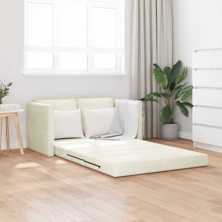 Sofá cama Crema 204 x 122 x 60 cm Terciopelo en Sofás | Comprar online en Foru.es