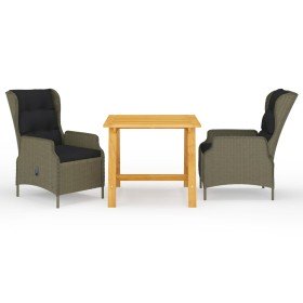 Juego de comedor para jardín de 3 piezas marrón en Conjuntos de jardín | Comprar online en Foru.es
