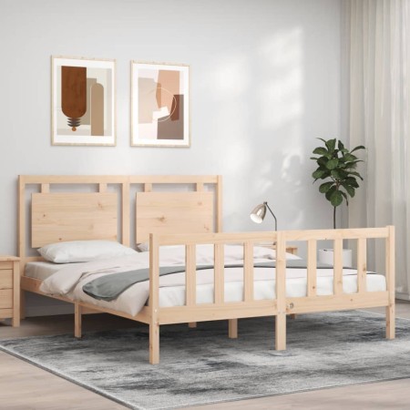 Estructura de cama de matrimonio con cabecero madera maciza de vidaXL, Camas y somieres - Ref: Foro24-3192171, Precio: 161,83...