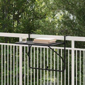 Mesa Colgante de Balcón Negro 60 x 39 x 65 cm Acero en Mesas de jardín | Comprar online en Foru.es