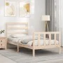 Bed frame with solid wood headboard 90x190 cm by vidaXL, Beds and slatted bases - Ref: Foro24-3191871, Price: 87,73 €, Discou...