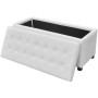 Otomana de almacenamiento de cuero artificial blanco de vidaXL, Bancos para recibidores y almacenamiento - Ref: Foro24-242406...