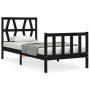 Estructura de cama individual con cabecero madera maciza negro de vidaXL, Camas y somieres - Ref: Foro24-3192455, Precio: 124...
