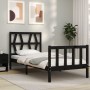 Estructura de cama individual con cabecero madera maciza negro de vidaXL, Camas y somieres - Ref: Foro24-3192455, Precio: 124...