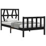 Estructura de cama individual con cabecero madera maciza negro de vidaXL, Camas y somieres - Ref: Foro24-3192455, Precio: 124...