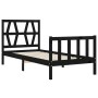 Estructura de cama individual con cabecero madera maciza negro de vidaXL, Camas y somieres - Ref: Foro24-3192455, Precio: 124...