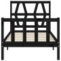 Estructura de cama individual con cabecero madera maciza negro de vidaXL, Camas y somieres - Ref: Foro24-3192455, Precio: 124...