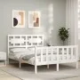 Weißer Massivholzbettrahmen mit Kopfteil 140x200 cm von vidaXL, Betten und Lattenroste - Ref: Foro24-3192557, Preis: 137,13 €...
