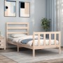 Estructura de cama con cabecero madera maciza 90x200 cm de vidaXL, Camas y somieres - Ref: Foro24-3191891, Precio: 84,81 €, D...