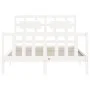 Weißer Massivholzbettrahmen mit Kopfteil 140x200 cm von vidaXL, Betten und Lattenroste - Ref: Foro24-3192557, Preis: 137,13 €...