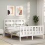 Estructura de cama con cabecero madera maciza blanco 140x190 cm de vidaXL, Camas y somieres - Ref: Foro24-3192537, Precio: 14...