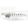 Estructura de cama con cabecero madera maciza blanco 140x190 cm de vidaXL, Camas y somieres - Ref: Foro24-3192537, Precio: 14...
