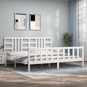 Estructura de cama con cabecero madera maciza blanco 200x200 cm de vidaXL, Camas y somieres - Ref: Foro24-3191992, Precio: 15...