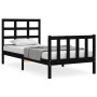Estructura de cama individual con cabecero madera maciza negro de vidaXL, Camas y somieres - Ref: Foro24-3192065, Precio: 119...