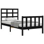 Estructura de cama individual con cabecero madera maciza negro de vidaXL, Camas y somieres - Ref: Foro24-3192065, Precio: 119...