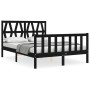 Estructura de cama con cabecero madera maciza negro 140x190 cm de vidaXL, Camas y somieres - Ref: Foro24-3192475, Precio: 178...