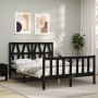 Estructura de cama con cabecero madera maciza negro 140x190 cm de vidaXL, Camas y somieres - Ref: Foro24-3192475, Precio: 178...