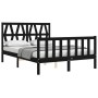 Estructura de cama con cabecero madera maciza negro 140x190 cm de vidaXL, Camas y somieres - Ref: Foro24-3192475, Precio: 178...