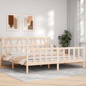 Estructura de cama con cabecero madera maciza 200x200 cm de vidaXL, Camas y somieres - Ref: Foro24-3192511, Precio: 145,62 €,...