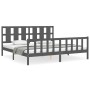 Estructura de cama con cabecero madera maciza gris 200x200 cm de vidaXL, Camas y somieres - Ref: Foro24-3192253, Precio: 179,...
