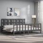 Estructura de cama con cabecero madera maciza gris 200x200 cm de vidaXL, Camas y somieres - Ref: Foro24-3192253, Precio: 179,...