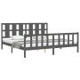 Estructura de cama con cabecero madera maciza gris 200x200 cm de vidaXL, Camas y somieres - Ref: Foro24-3192253, Precio: 179,...
