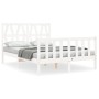 Estructura de cama con cabecero madera maciza blanco 120x200 cm de vidaXL, Camas y somieres - Ref: Foro24-3192487, Precio: 14...
