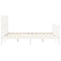 Estructura de cama con cabecero madera maciza blanco 120x200 cm de vidaXL, Camas y somieres - Ref: Foro24-3192487, Precio: 14...