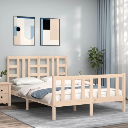 Estructura de cama con cabecero madera maciza 160x200 cm de vidaXL, Camas y somieres - Ref: Foro24-3191981, Precio: 131,81 €,...