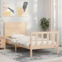 Estructura de cama con cabecero madera maciza de vidaXL, Camas y somieres - Ref: Foro24-3192716, Precio: 101,29 €, Descuento: %
