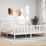 Estructura cama de matrimonio con cabecero madera maciza blanco de vidaXL, Camas y somieres - Ref: Foro24-3192572, Precio: 16...