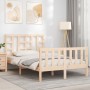 Estructura de cama de matrimonio con cabecero madera maciza de vidaXL, Camas y somieres - Ref: Foro24-3191941, Precio: 115,08...