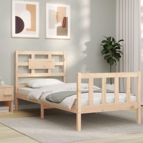 Estructura de cama con cabecero madera maciza 90x200 cm de vidaXL, Camas y somieres - Ref: Foro24-3192541, Precio: 90,48 €, D...