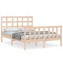 Estructura de cama con cabecero madera maciza 140x190 cm de vidaXL, Camas y somieres - Ref: Foro24-3192081, Precio: 127,13 €,...