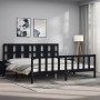 Estructura de cama con cabecero madera maciza negro 200x200 cm de vidaXL, Camas y somieres - Ref: Foro24-3192255, Precio: 215...