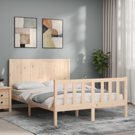 Estructura de cama con cabecero madera maciza 120x200 cm de vidaXL, Camas y somieres - Ref: Foro24-3192616, Precio: 125,89 €,...