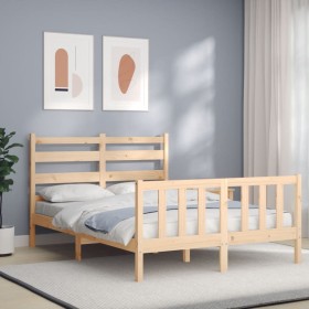 Estructura de cama con cabecero madera maciza 120x200 cm de vidaXL, Camas y somieres - Ref: Foro24-3192031, Precio: 115,54 €,...