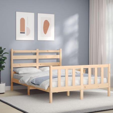 Estructura de cama con cabecero madera maciza 120x200 cm de vidaXL, Camas y somieres - Ref: Foro24-3192031, Precio: 115,54 €,...