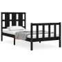 Estructura de cama con cabecero madera maciza negro 100x200 cm de vidaXL, Camas y somieres - Ref: Foro24-3192225, Precio: 138...