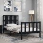 Estructura de cama individual con cabecero madera maciza negro de vidaXL, Camas y somieres - Ref: Foro24-3192195, Precio: 125...